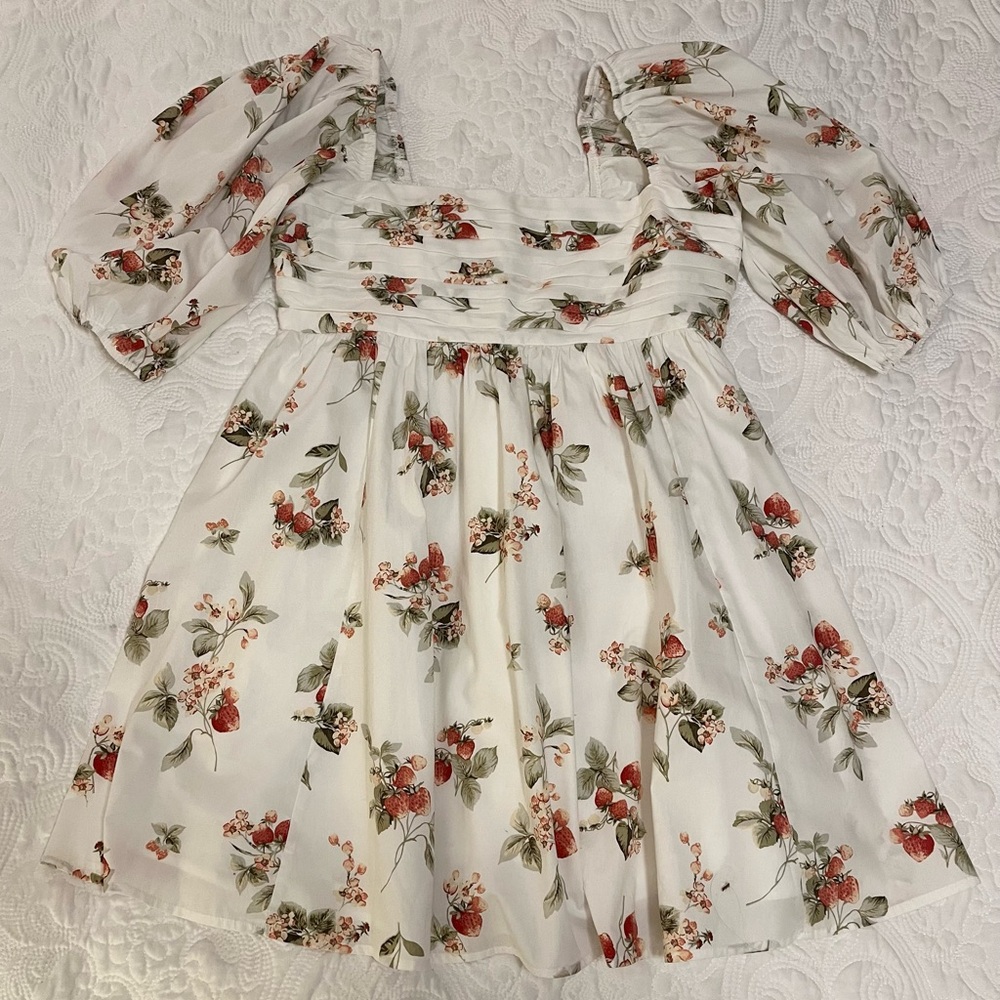 Abercrombie & Fitch White Puff Sleeve Mini Dress